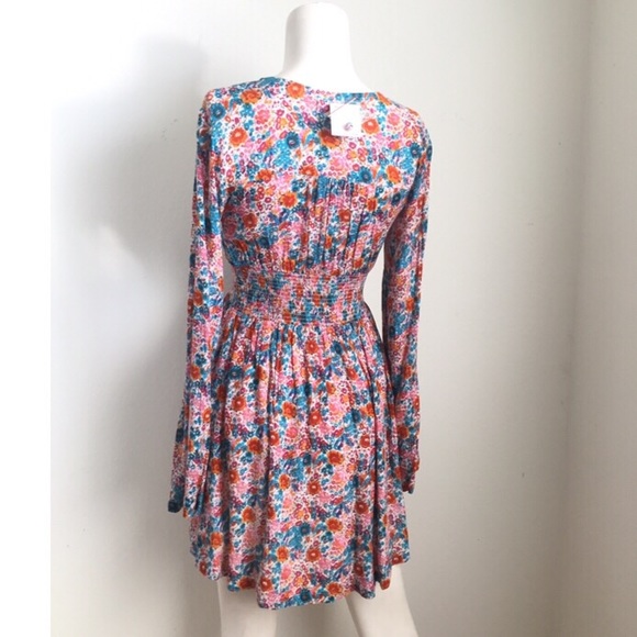 NWT Urban Outfitters Floral Smocked Mini Dress - Picture 7 of 7